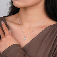 Geometric Shell Pearl Pendant Necklace in 925 Sterling Silver