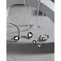 Heart Black Epoxy 925 Sterling Silver Jewelry Set