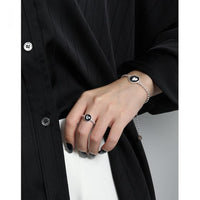 Heart Black Epoxy 925 Sterling Silver Jewelry Set