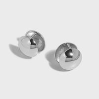 Geometry Round Ball 925 Sterling Silver Hoop Earrings