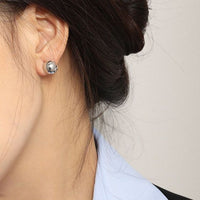 Geometry Round Ball 925 Sterling Silver Hoop Earrings