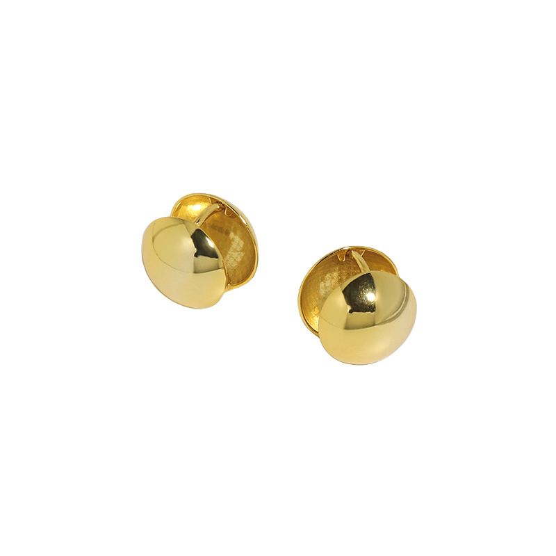 Geometry Round Ball 925 Sterling Silver Hoop Earrings