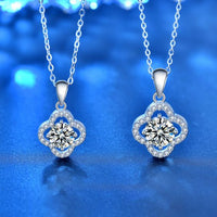 Moissanite Crystal Four-Leaf Clover 925 Sterling Silver Necklace