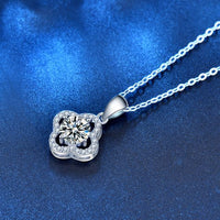 Moissanite Crystal Four-Leaf Clover 925 Sterling Silver Necklace