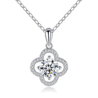 Moissanite Crystal Four-Leaf Clover 925 Sterling Silver Necklace