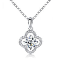 Moissanite Crystal Four-Leaf Clover 925 Sterling Silver Necklace
