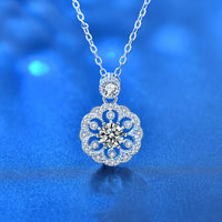 Sakura Flower Moissanite Crystal Necklace in 925 Sterling Silver