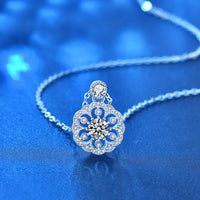 Sakura Flower Moissanite Crystal Necklace in 925 Sterling Silver