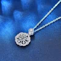 Sakura Flower Moissanite Crystal Necklace in 925 Sterling Silver