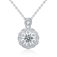 Sakura Flower Moissanite Crystal Necklace in 925 Sterling Silver