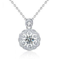 Sakura Flower Moissanite Crystal Necklace in 925 Sterling Silver