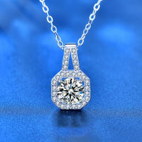Lock Geometry Moissanite Necklace in 925 Sterling Silver