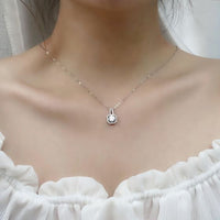 Lock Geometry Moissanite Necklace in 925 Sterling Silver