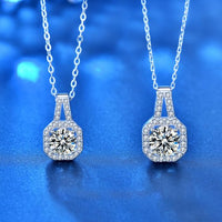 Lock Geometry Moissanite Necklace in 925 Sterling Silver