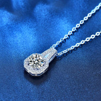 Lock Geometry Moissanite Necklace in 925 Sterling Silver