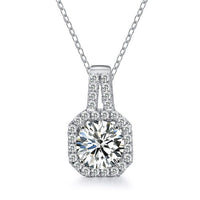 Lock Geometry Moissanite Necklace in 925 Sterling Silver