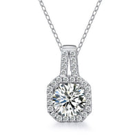 Lock Geometry Moissanite Necklace in 925 Sterling Silver
