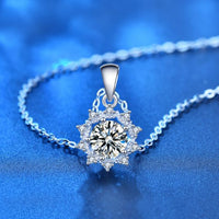 Moissanite Sunflower 925 Sterling Silver Necklace