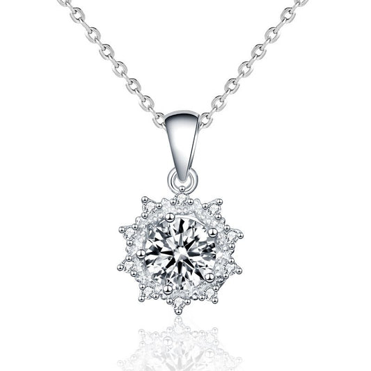 Moissanite Sunflower 925 Sterling Silver Necklace