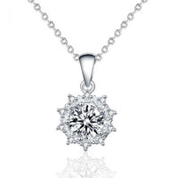 Moissanite Sunflower 925 Sterling Silver Necklace