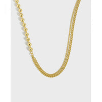 Asymmetry Beads Chain Necklace, 925 Sterling Silver