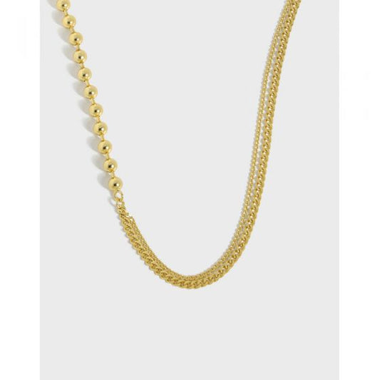 Asymmetry Beads Chain Necklace, 925 Sterling Silver