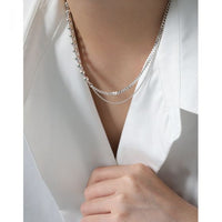Asymmetry Beads Chain Necklace, 925 Sterling Silver
