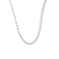 Asymmetry Beads Chain Necklace, 925 Sterling Silver