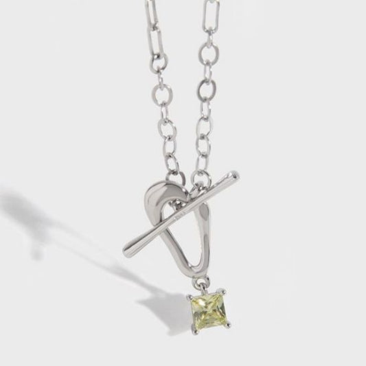 OT Shape Cubic Zirconia 925 Sterling Silver Necklace