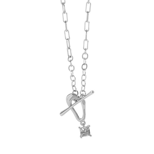 OT Shape Cubic Zirconia 925 Sterling Silver Necklace