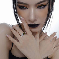 Olive Green Baguette Natural Emerald Adjustable 925 Sterling Silver Ring