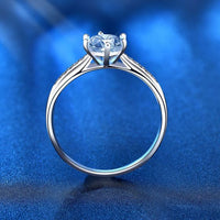 Six-Claw Moissanite and Crystal Sterling Silver Ring