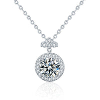 Four-Leaf Clover Moissanite and Crystal Necklace, 925 Sterling Silver