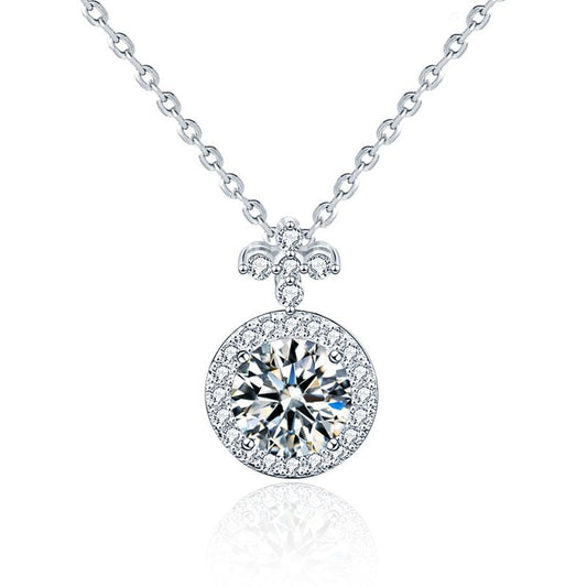 Four-Leaf Clover Moissanite and CZ Necklace, 925 Sterling Silver