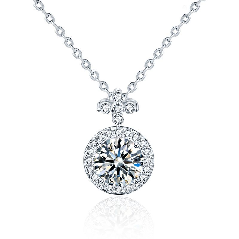 Four-Leaf Clover Moissanite and Crystal Necklace, 925 Sterling Silver