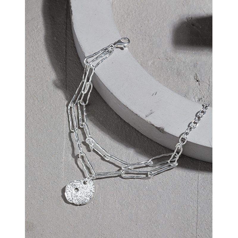 Double Layer Lotus Leaf 925 Sterling Silver Bracelet