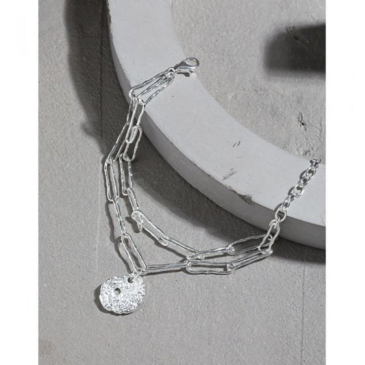 Double Layer Lotus Leaf 925 Sterling Silver Bracelet