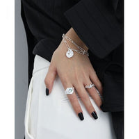 Double Layer Lotus Leaf 925 Sterling Silver Bracelet
