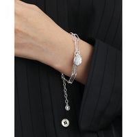 Double Layer Lotus Leaf 925 Sterling Silver Bracelet