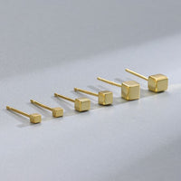 Geometry Imperfect Tiny Cube Stud Earrings
