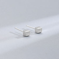 Geometry Imperfect Tiny Cube Stud Earrings