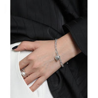 Double Layer Hollow Heart 925 Sterling Silver Bracelet