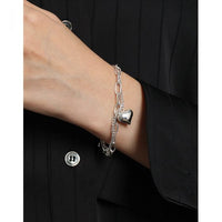 Double Layer Hollow Heart 925 Sterling Silver Bracelet