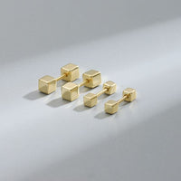 Geometry Double Cube Barbell Sterling Silver Stud Earrings