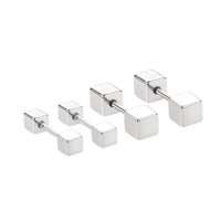 Geometry Double Cube Barbell Sterling Silver Stud Earrings