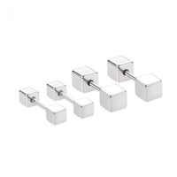 Geometry Double Cube Barbell Sterling Silver Stud Earrings