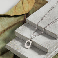 Double-Layer Initial Singapore Circle Necklace, 925 Sterling Silver