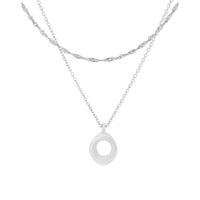Double-Layer Initial Singapore Circle Necklace, 925 Sterling Silver
