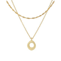 Double-Layer Initial Singapore Circle Necklace, 925 Sterling Silver