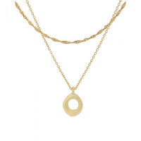 Double-Layer Initial Singapore Circle Necklace, 925 Sterling Silver